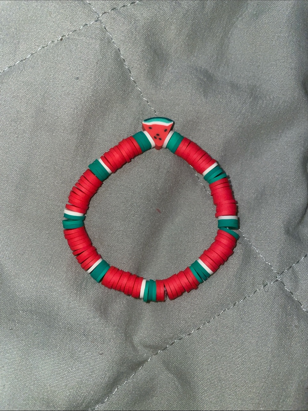 Red and Green Watermelon Bead Stretch Bracelet - Women's Jewelry